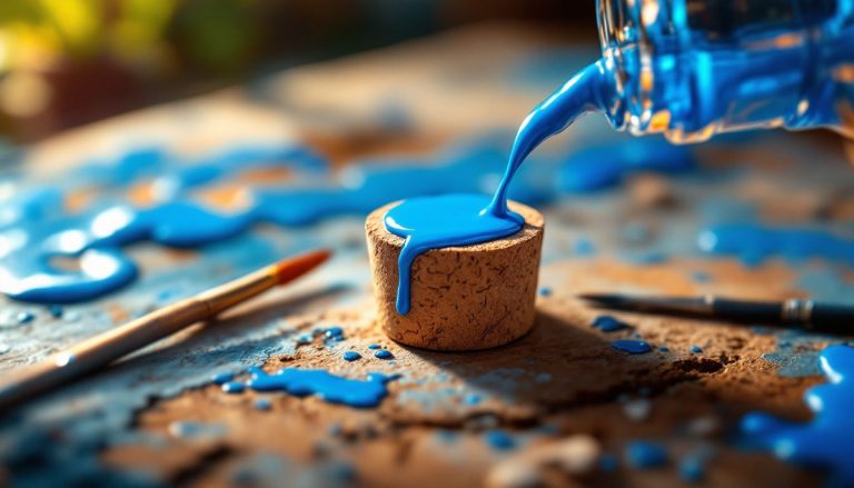Peinture colorée sur une surface en liège naturel.