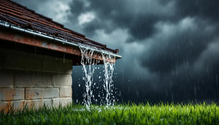 Des eaux ruisselantes sous un ciel orageux.